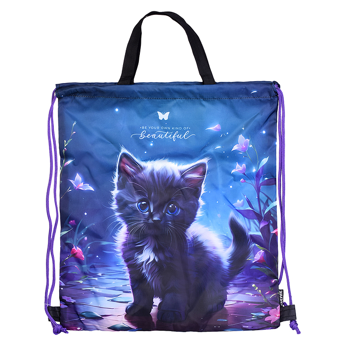 Сумка для сменной обуви "Beautiful Cat" 38x43 см, влагонепроницаемый полиэстер, на веревочн