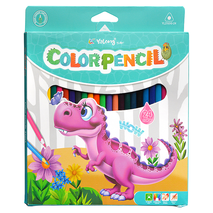 Карандаши цветные 24 цв., "Динозаврики", пластиковые, заточенные, трехгранные, грифель3.0мм
