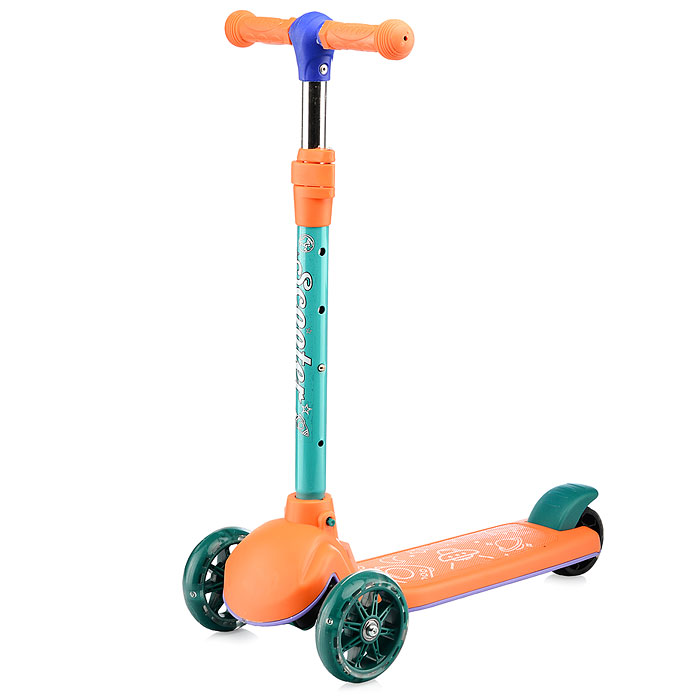 Самокат U062830Y 3-х кол., колеса световые PU, оранжевый Самокат U062830Y 3-х кол., колеса световые PU, оранжевый
