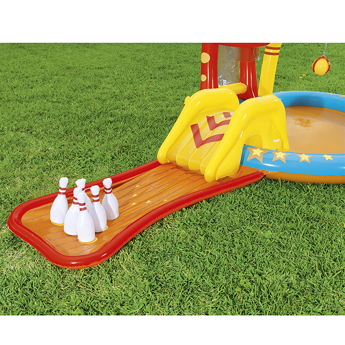 Фото к товару Игровой центр «Боулинг», с игрушками, 435 х 213 х 117 см, 314 л., от 2 лет, 53068 Bestway Игровой центр «Боулинг», с игрушками, 435 х 213 х 117 см, 314 л., от 2 лет, 53068 Bestway