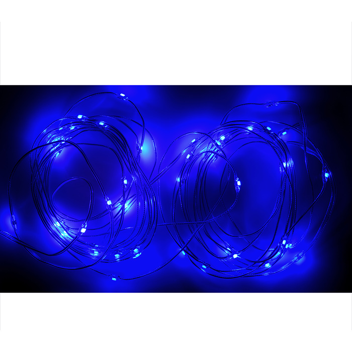 Фото к товару Электрогирлянда светодиодная Роса, 5 м, 50 ламп, синий Электрогирлянда светодиодная Роса, 5 м, 50 ламп, синий