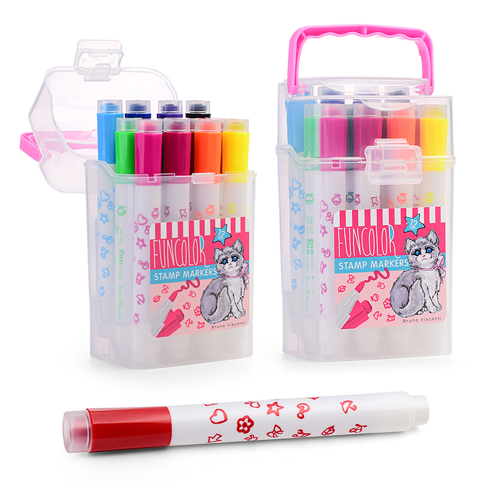 Фломастеры-штампики "Funcolor" 12цв. в пластиковом пенале Фломастеры-штампики "Funcolor" 12цв. в пластиковом пенале