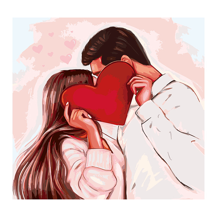 Фото к товару Холст с красками 40х40 по номерам "Рисунок влюблённых" (30 цв.) Холст с красками 40х40 по номерам "Рисунок влюблённых" (30 цв.)