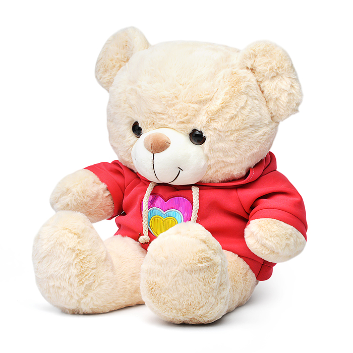 Мягкая игрушка М1247 "Медведь" в кофточке с разноцветным сердечком, 55см