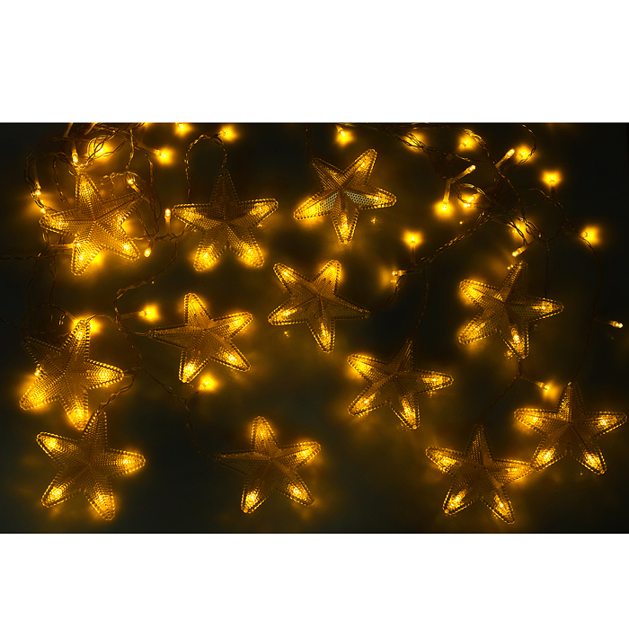 Фото к товару Электрогирлянда-занавес светодиодная "Звездочки", теплый Электрогирлянда-занавес светодиодная "Звездочки", теплый