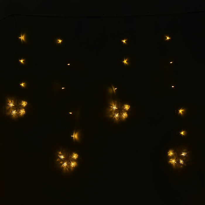 Фото к товару Электрогирлянда-занавес светодиодная "Звездочки", теплый Электрогирлянда-занавес светодиодная "Звездочки", теплый