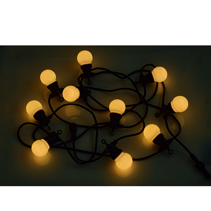 Фото к товару Электрогирлянда светодиодная Лампы 5,5см, 10 ламп, теплый Электрогирлянда светодиодная Лампы 5,5см, 10 ламп, теплый
