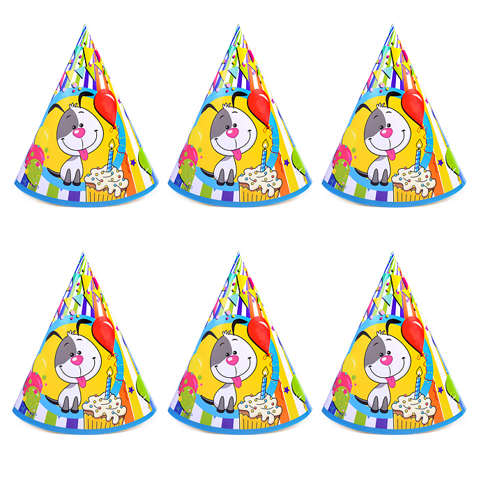 Набор колпаков 6 шт 20 см "Счастливый Шарик" Набор колпаков 6 шт 20 см "Счастливый Шарик"