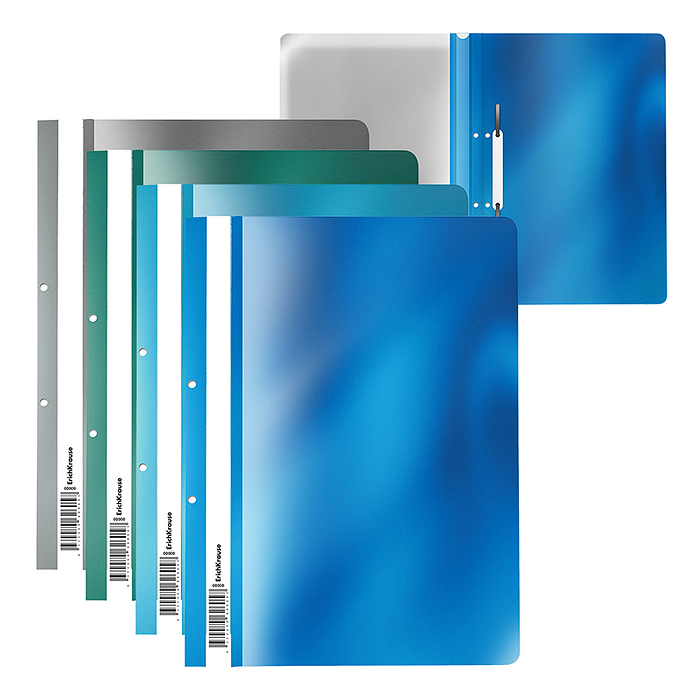 Папка-скоросшиватель с перфорацией пластиковая Glossy Ice Metallic, A4, ассорти 