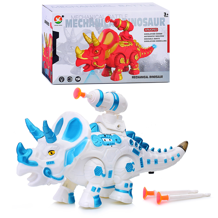 Динозавр 666-44A "Трицератопс" стреляет присосками, на батарейках, в ассортименте, в коробке Динозавр 666-44A "Трицератопс" стреляет присосками, на батарейках, в ассортименте, в коробке