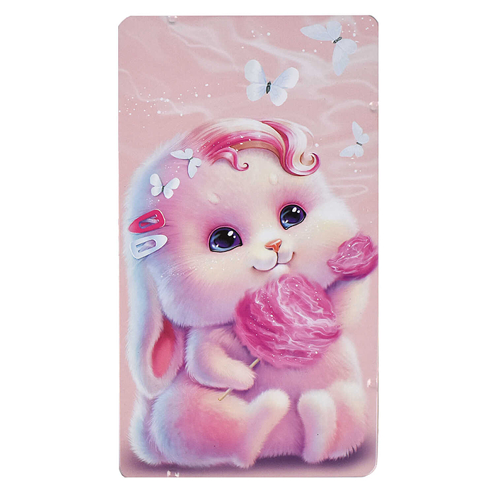 Пенал школьный "Розовый зайка" без наполнения, 18,3x10x1,4 см, металл,