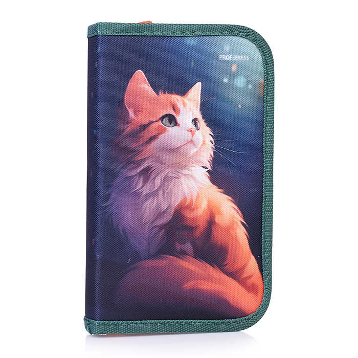 Пенал 1-секц, больш., печать на ткани "Задумчивый рыжий кот" 190х115см.