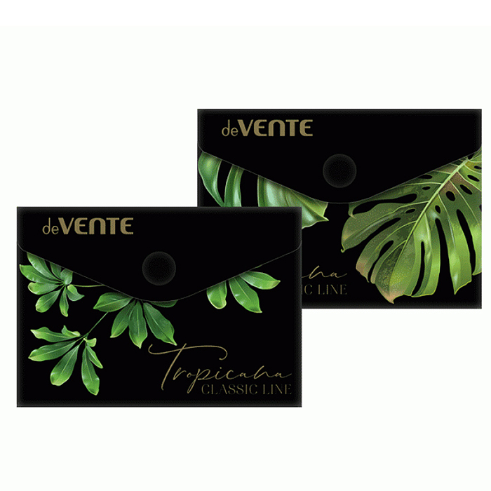 Папка-конверт на кнопке "Tropicana" A7 (105x74 мм) 180 мкм, непрозрачная с рисунком, тиснен