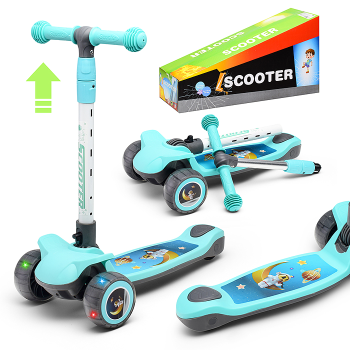 Самокат U001195Y 3-х кол., бирюзовый, PU, в коробке Самокат U001195Y 3-х кол., бирюзовый, PU, в коробке