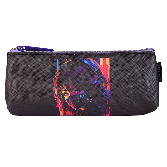 Пенал "Future Girl" 21x8x3,5 см, треугольный для 45 предметов, на молнии, искусственная кож