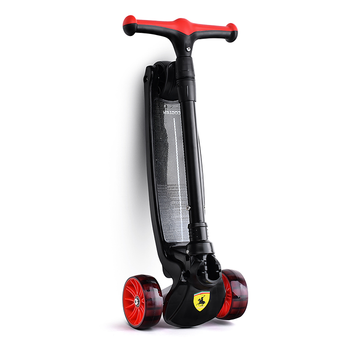 Самокат U027765Y 3-х. кол., с сиденьем, родительской ручкой, колеса PU, черный, в коробке