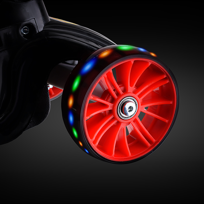 Самокат U027765Y 3-х. кол., с сиденьем, родительской ручкой, колеса PU, черный, в коробке