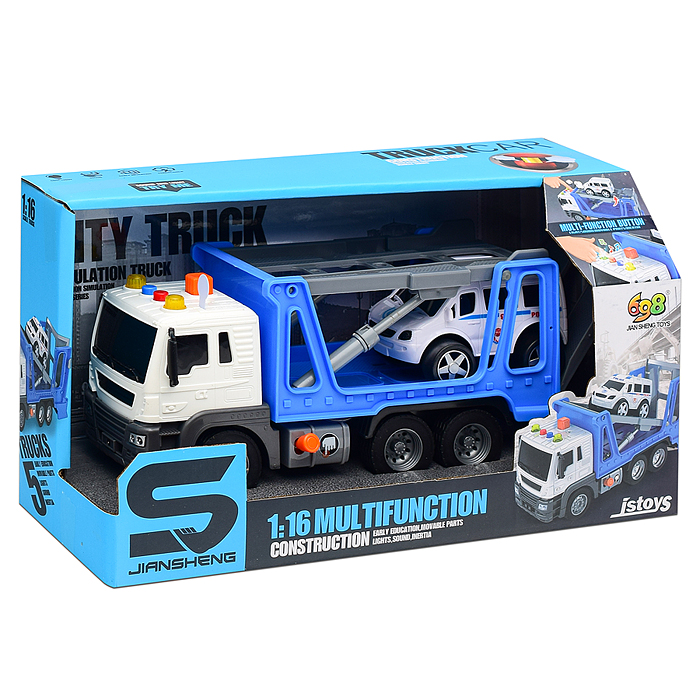 Машина JS114A "Полицейский автовоз" (свет, звук) в коробке