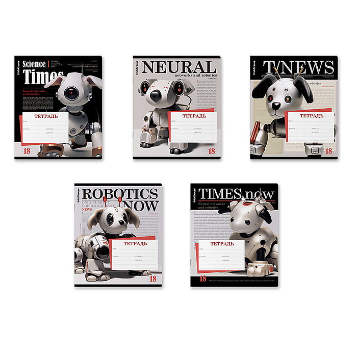 Тетрадь 18 л. линейка "Tech News" (в плёнке по 10 шт.)_MIX-PACK