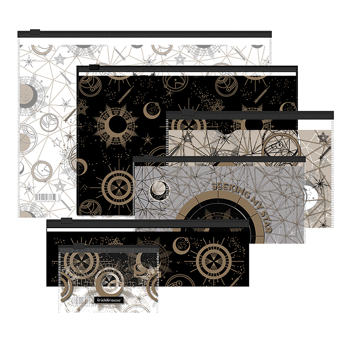 Набор из 6 zip-пакетов пластиковых Magic Sky, ассорти (A4, B5, C6, Travel, 230x70mm, Card Size)