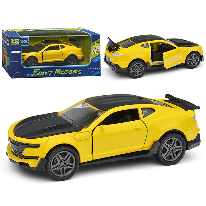 Чёрно-желтая инерционная машинка die-cast,1:32, открывающиеся двери Чёрно-желтая инерционная машинка die-cast,1:32, открывающиеся двери