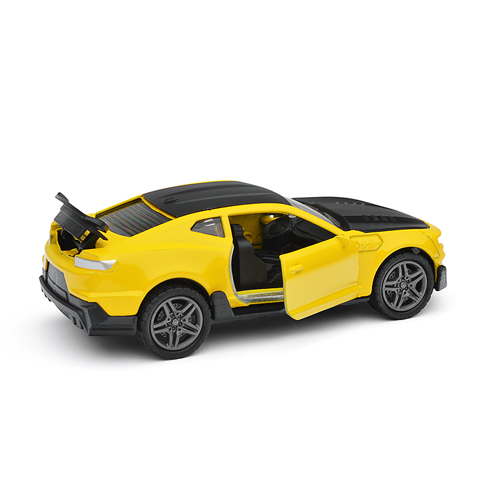 Фото к товару Чёрно-желтая инерционная машинка die-cast,1:32, открывающиеся двери Чёрно-желтая инерционная машинка die-cast,1:32, открывающиеся двери