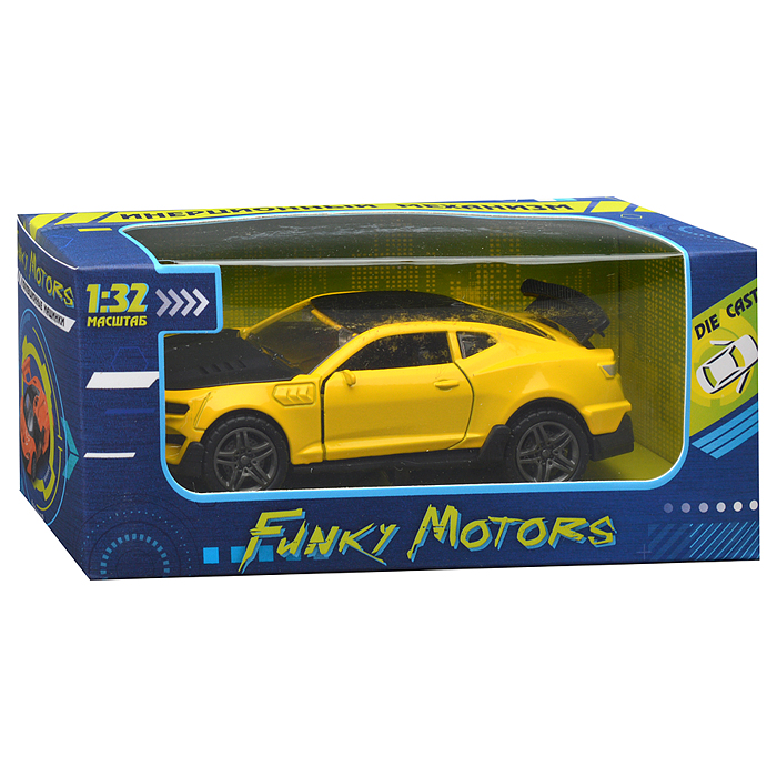 Фото к товару Чёрно-желтая инерционная машинка die-cast,1:32, открывающиеся двери Чёрно-желтая инерционная машинка die-cast,1:32, открывающиеся двери