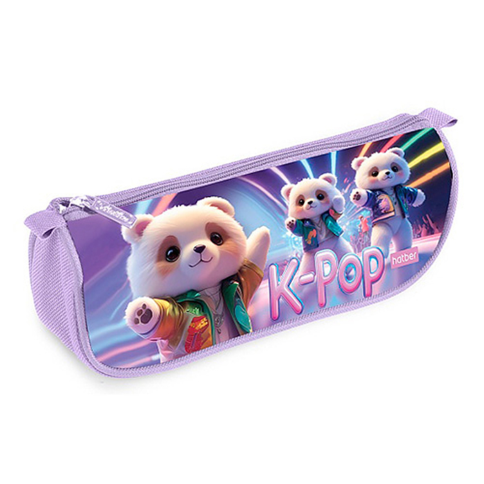 Пенал 200х95х50мм., на молнии мягкий "K-pop мишки"