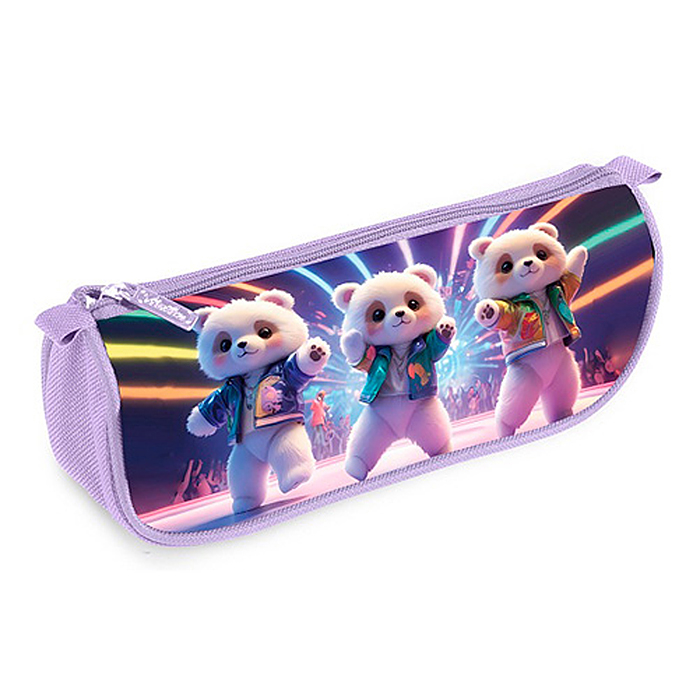Пенал 200х95х50мм., на молнии мягкий "K-pop мишки"