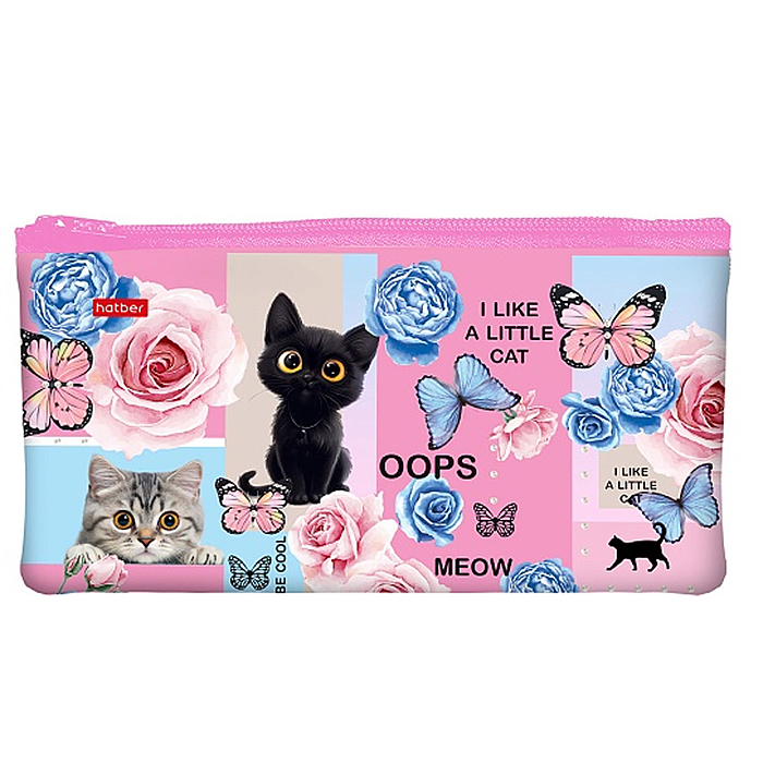 Пенал 205х110мм., на молнии мягкий "Cat day"