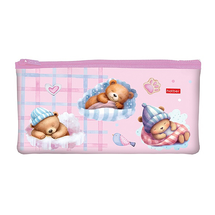 Пенал 205х110мм., на молнии мягкий "Мишки-малышки"
