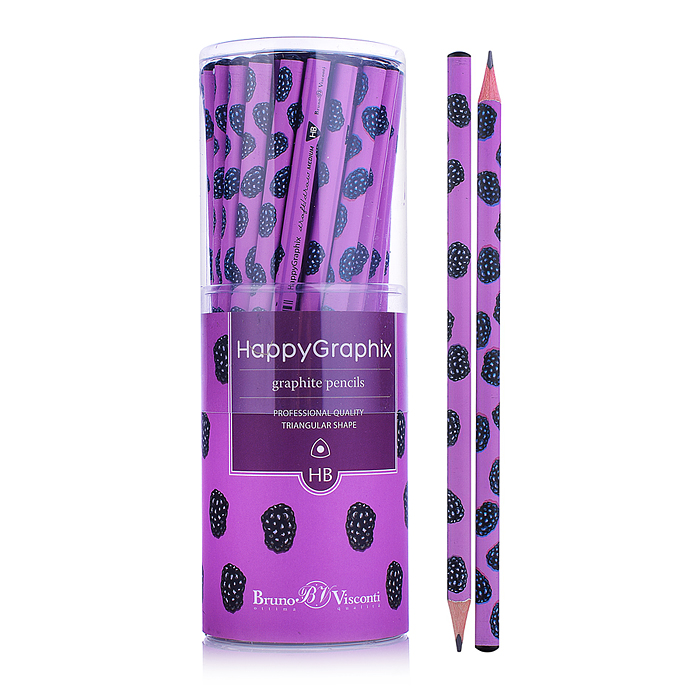 Карандаш чернографитный "HappyGraphix. Ягоды. Графика. Ежевика" НВ