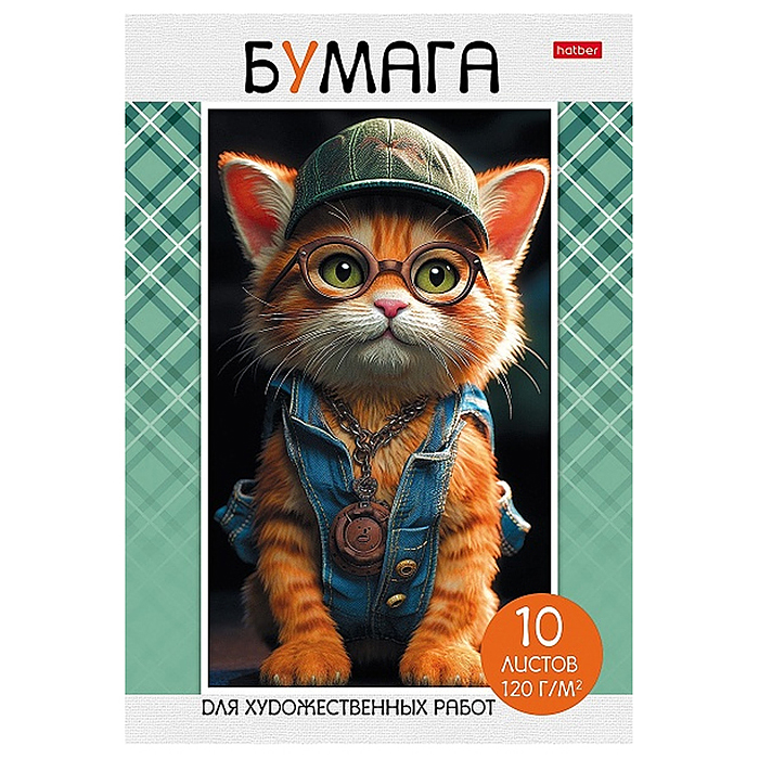 Набор бумаги для рисования и художественных работ 10л., А4ф 120г/кв.м в папке тиснение -