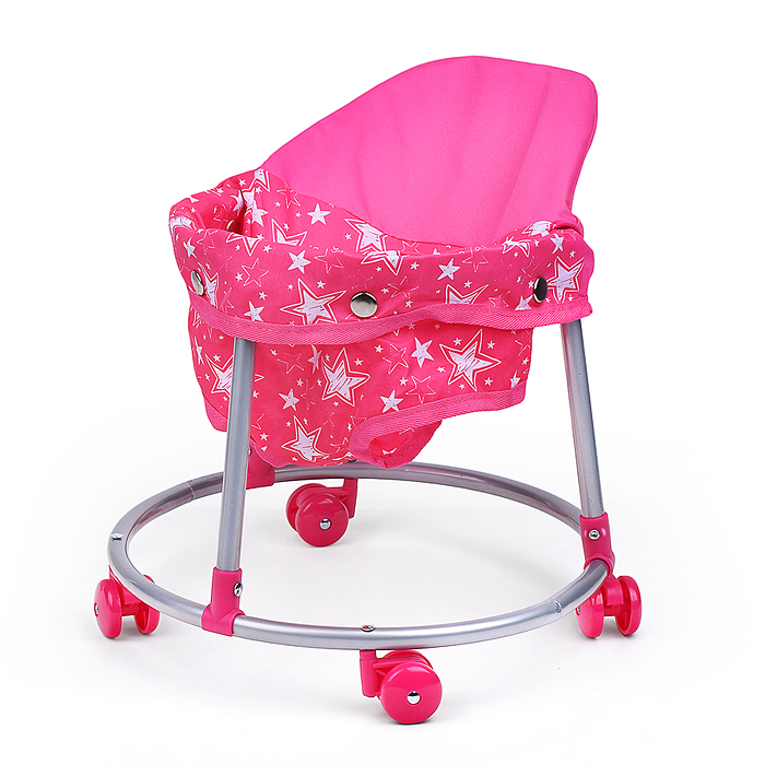 Фото к товару Коляска для кукол 9002 5 в1 принт: звезды на розовом Коляска для кукол 9002 5 в1 принт: звезды на розовом