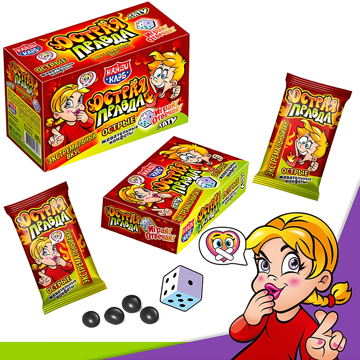 Жевательная конфета "Острая Правда" с татуировкой 15гр*24шт
