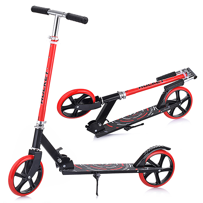 Самокат 2-х колесный ROCKET,колеса PU/ 200 мм, ABEC 7, красный в пакете