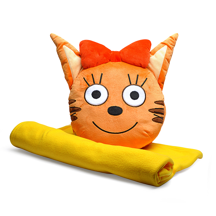 Фото к товару Игрушка-подушка "Три Кота" Карамелька (с флисовым пледом 150*95) Игрушка-подушка "Три Кота" Карамелька (с флисовым пледом 150*95)