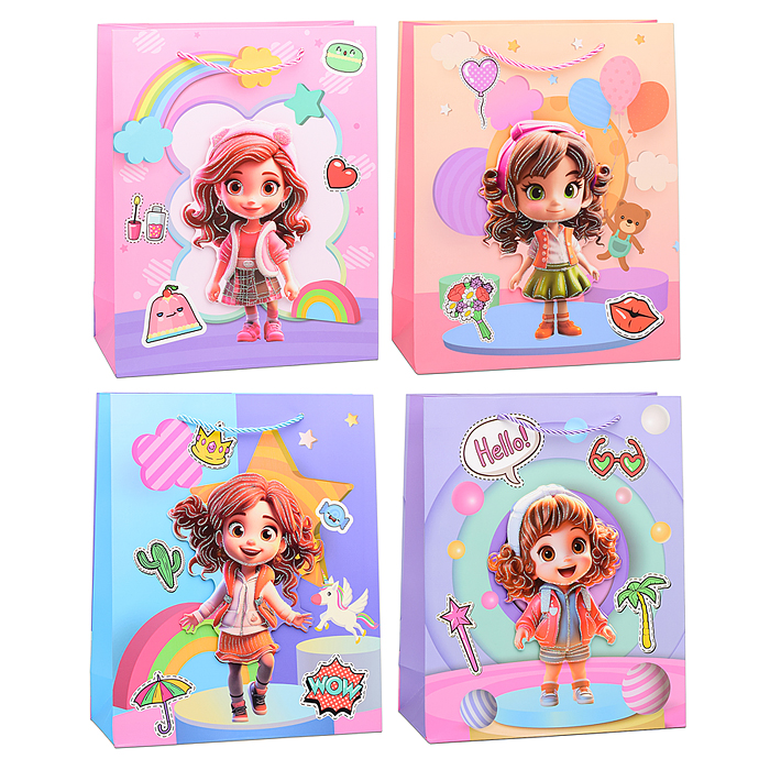 Пакет подарочный 00-6357 "Cool girl" 26х10х32 см Пакет подарочный 00-6357 "Cool girl" 26х10х32 см