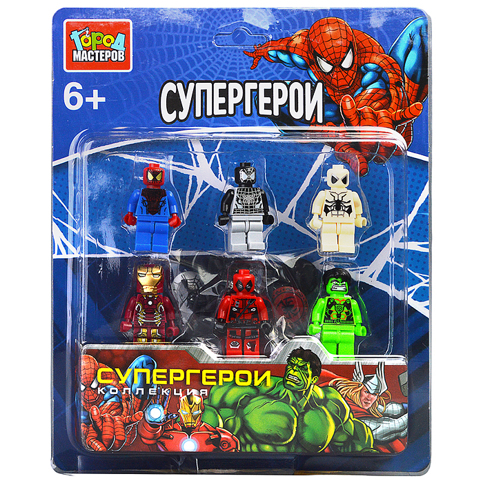 Конструктор фигурки "Спайдермен+Супер герои" 6 шт.