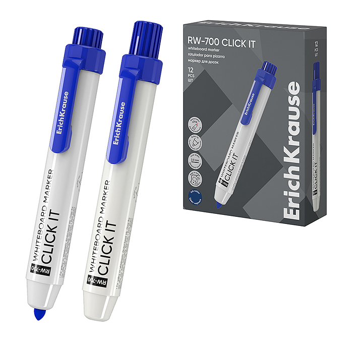 Маркер для досок автоматический RW-700 Click it, цвет чернил синий (в коробке по 12 шт.)