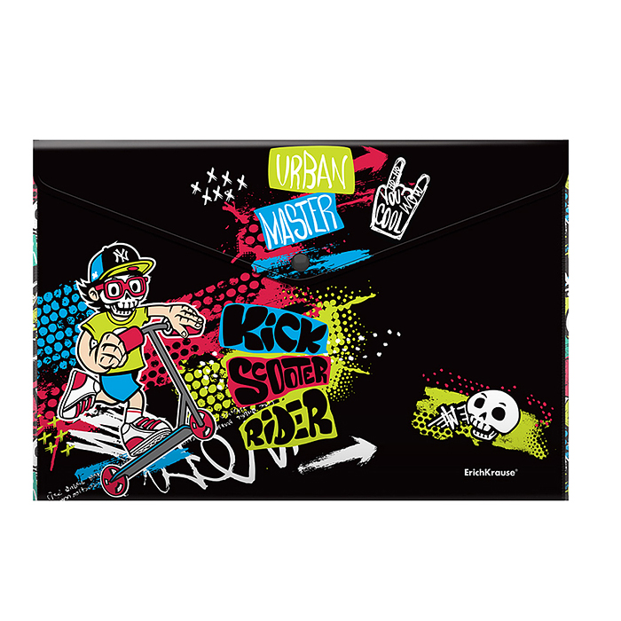 Папка-конверт на кнопке пластиковая Scooter Master, A4 (в пакете по 12 шт.)