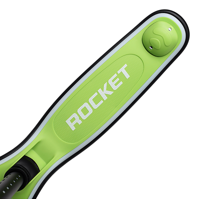 Фото к товару Самокат трёхколёсный R0200 ROCKET светящиеся колеса PU, дека, рулевая стойка, цвет черно-зеленый Самокат трёхколёсный R0200 ROCKET светящиеся колеса PU, дека, рулевая стойка, цвет черно-зеленый