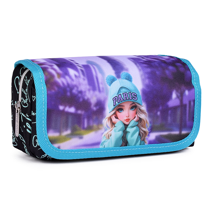 Пенал "Paris Girl" 20,5x9,5x7 см, прямоугольный для 40 предметов, отделение на молнии, нару