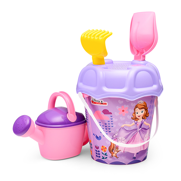 Фото к товару Набор Disney «София Прекрасная» №3: ведро большое с наклейкой, ситечко большое №3, лопата №6, грабли Набор Disney «София Прекрасная» №3: ведро большое с наклейкой, ситечко большое №3, лопата №6, грабли