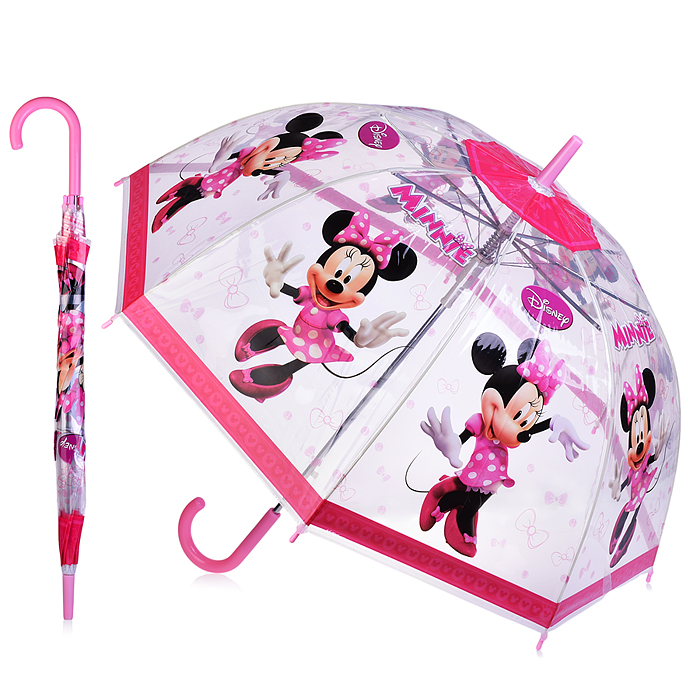 Зонт детский "Минни маус" 60см, прозрачный, полуавтомат