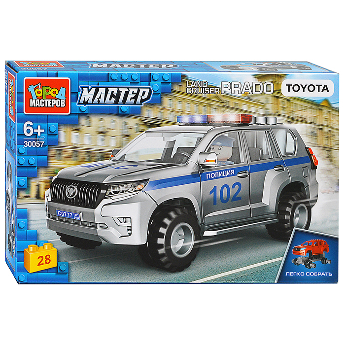Конструктор Тойота ленд Крузер Прадо. Полиция, 28 дет. (легко собрать) 