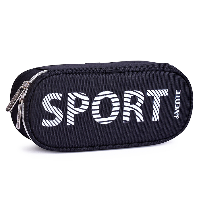 Пенал "Sport" 21x8x5 см, овальный для 50 предметов, с внутренним органайзером-створкой, тек