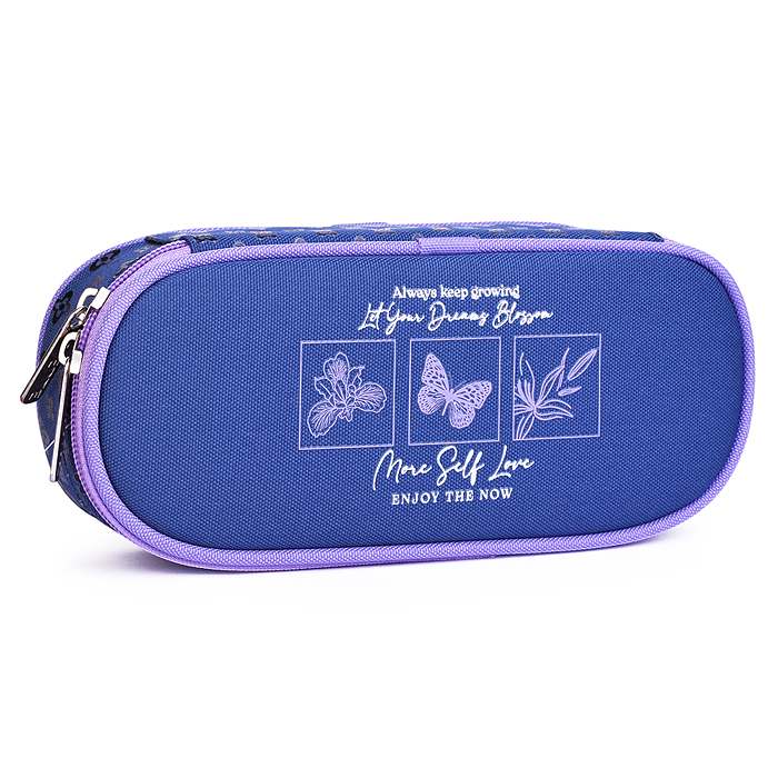 Пенал "Fashion" 21x8x5 см, овальный для 50 предметов, с внутренним органайзером-створкой, п