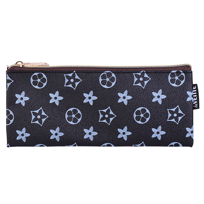 Пенал "Monogram" 21,5x9x1 см, плоский для 35 предметов, на молнии, искусственная кожа до -4