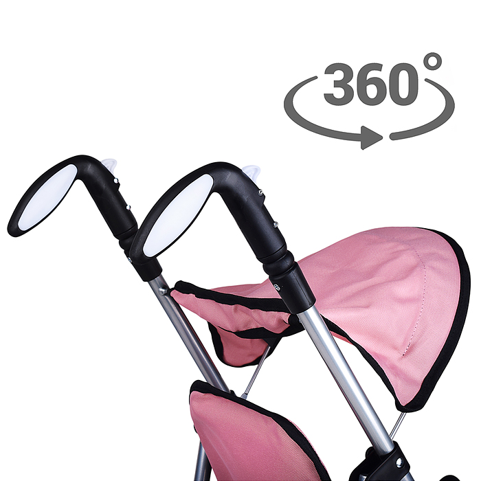 Коляска для кукол 9351 металл., складная, прогулочная с козырьком, с корзиной, цвет розовый